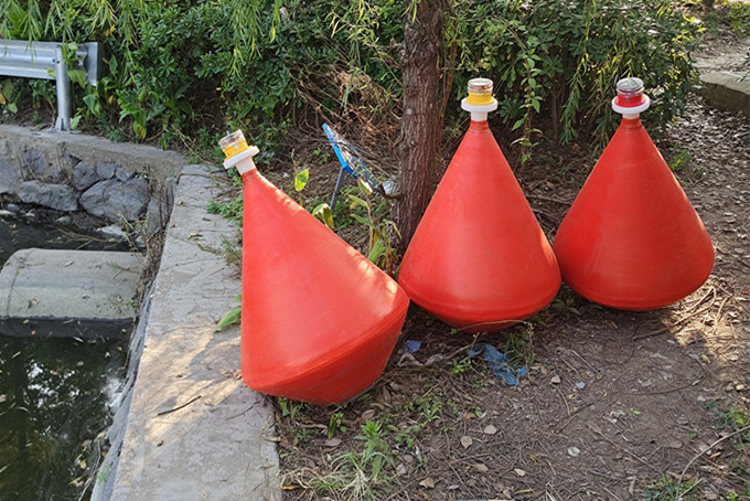 Conical polyethylene buoys