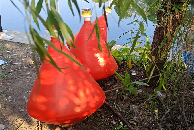 Conical polyethylene buoys