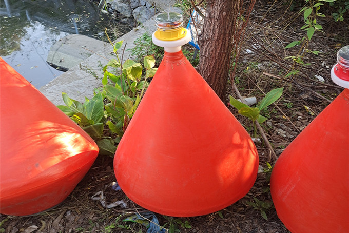Conical polyethylene buoys