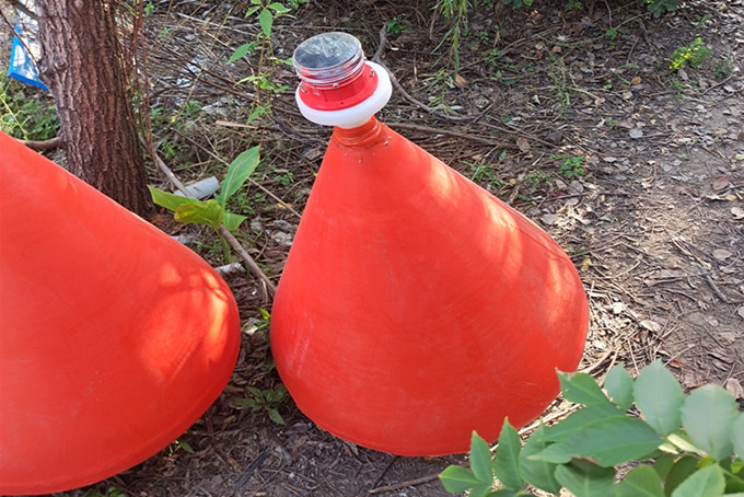 Conical polyethylene buoys